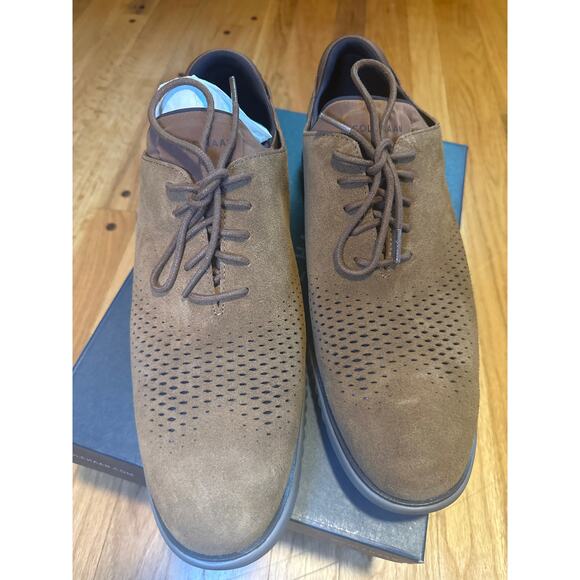 NEW Cole Haan 2.ZERØGRAND Suede Laser Cut Oxfords Men Brown Raven NIB main image 5